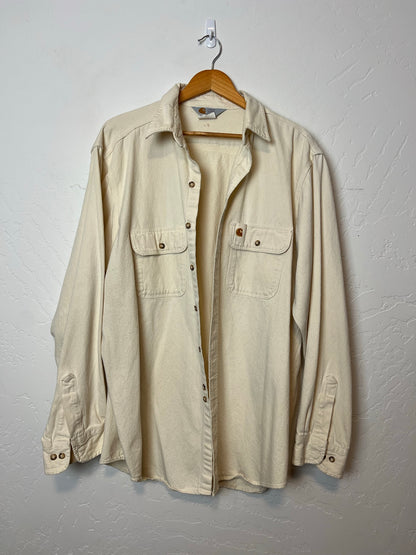 Carhartt Rugged Outdoor Wear Cream Canvas Work Shirt - Size L