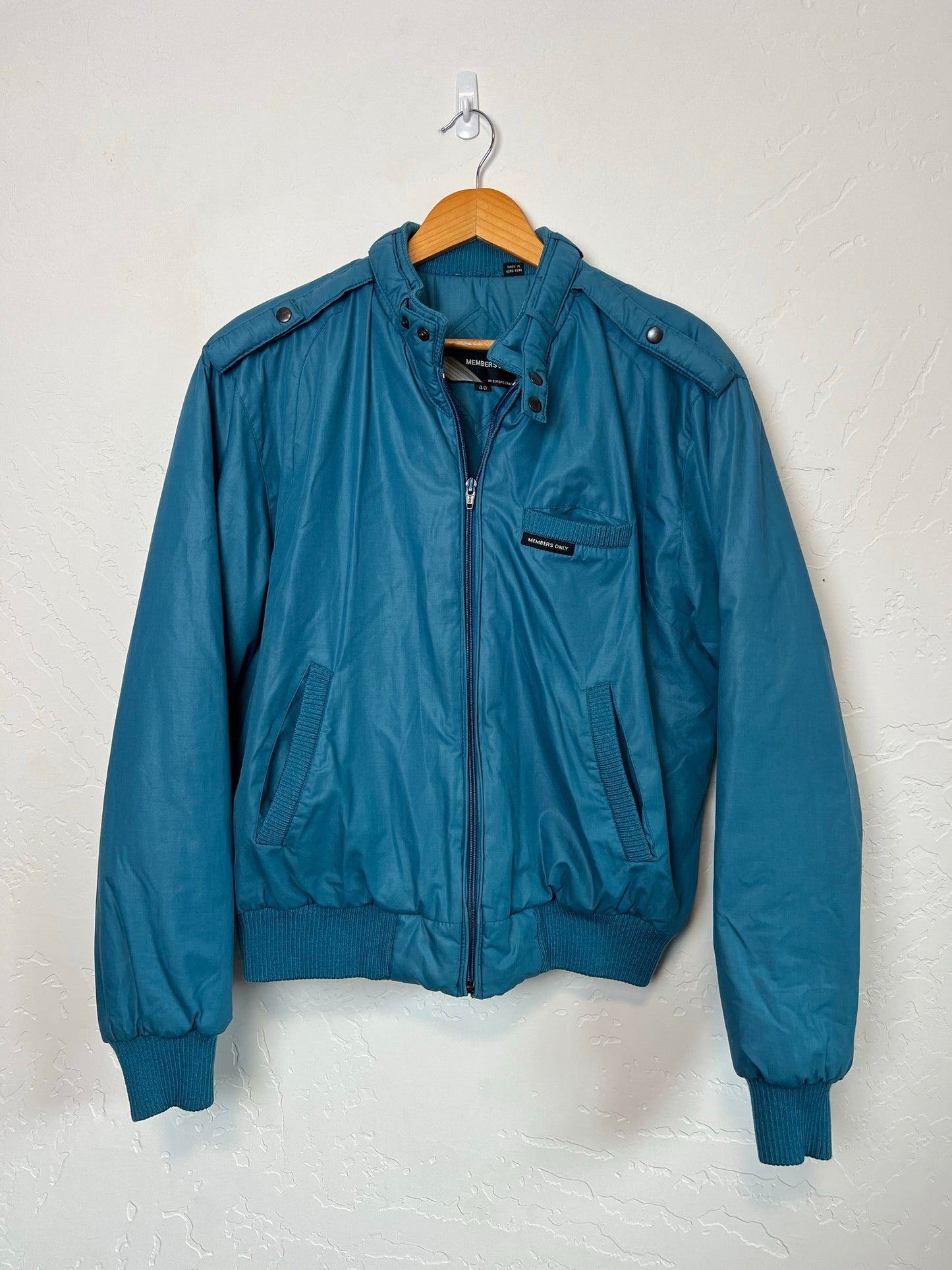 Members Only Teal Bomber Jacket - Size 40