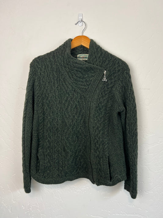 Aran Crafts Merino Wool Cable Knit Cardigan - M