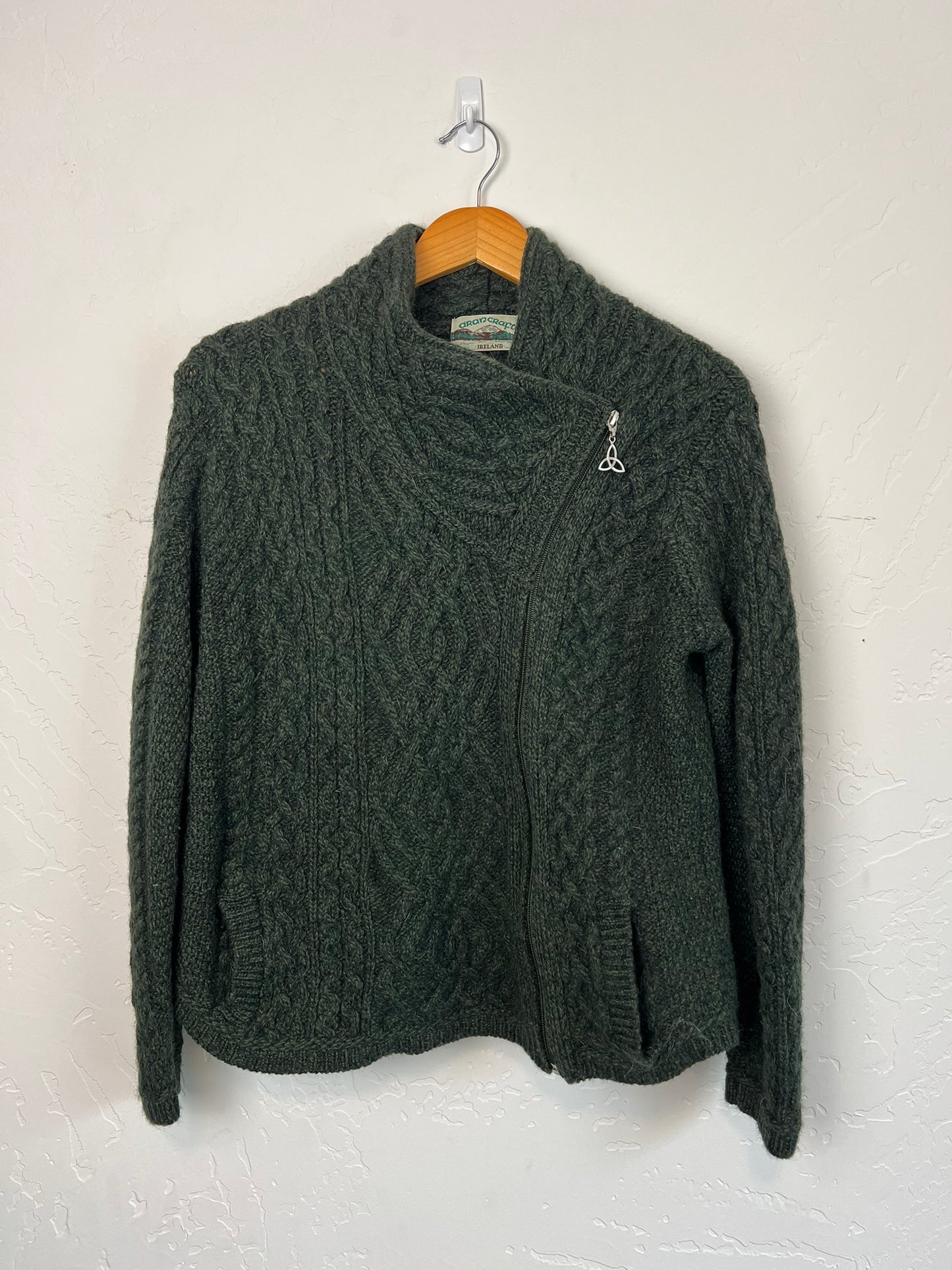 Aran Crafts Merino Wool Cable Knit Cardigan - M