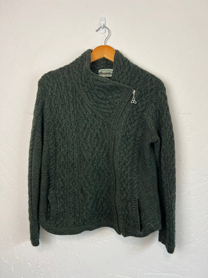 Aran Crafts Merino Wool Cable Knit Cardigan - M