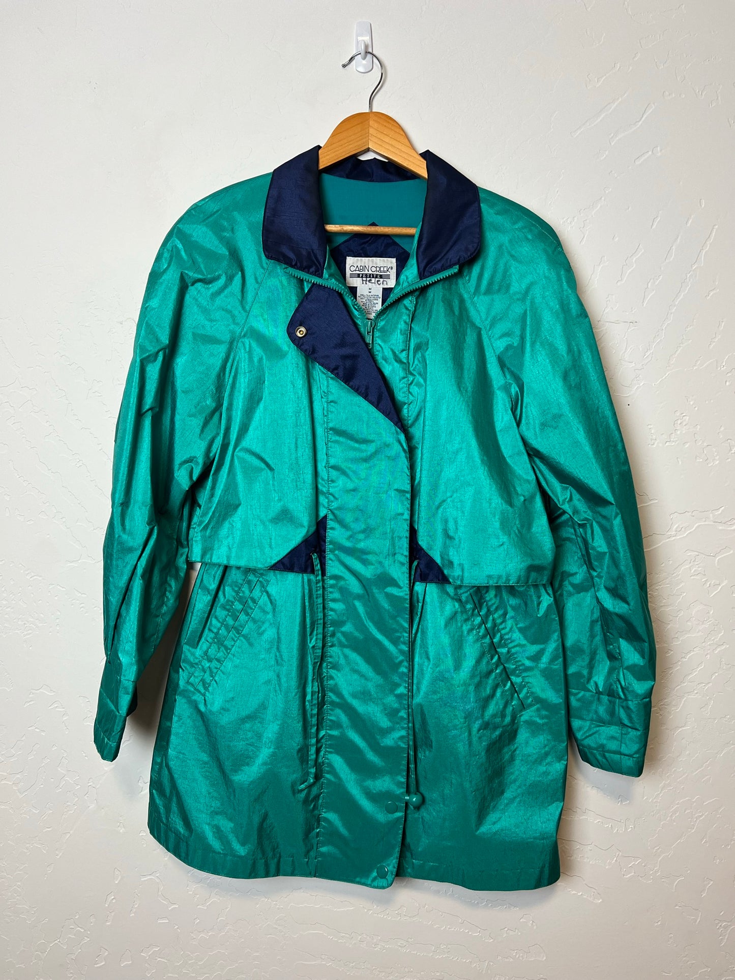 Cabin Creek Petites Teal Iridescent Windbreaker - Size M Petite