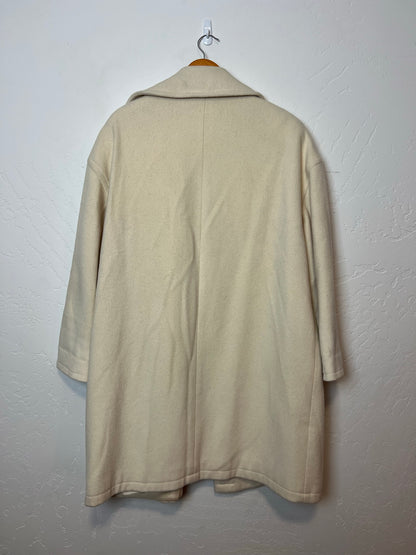 J.G. Hook Cream Wool Duffle Coat with Wooden Toggles - Size 16