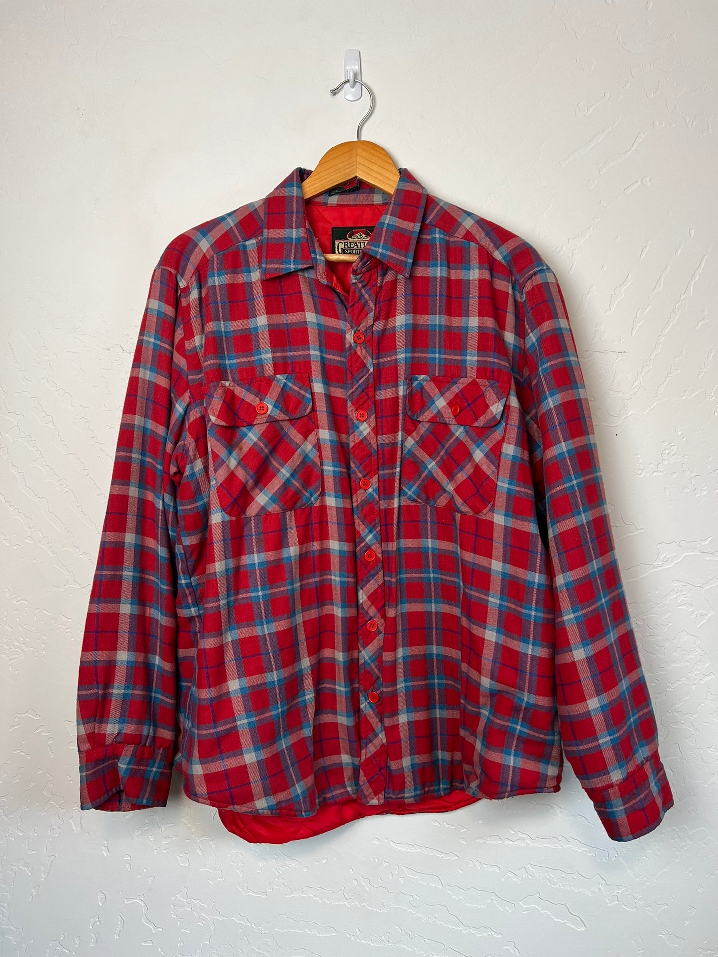 Greatland Sportswear Quilted Flannel Shirt Jacket in Red Plaid - L