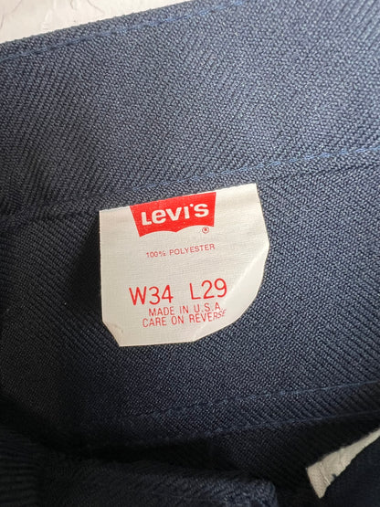 Levi's Navy Polyester Sta-Prest Trousers - 34