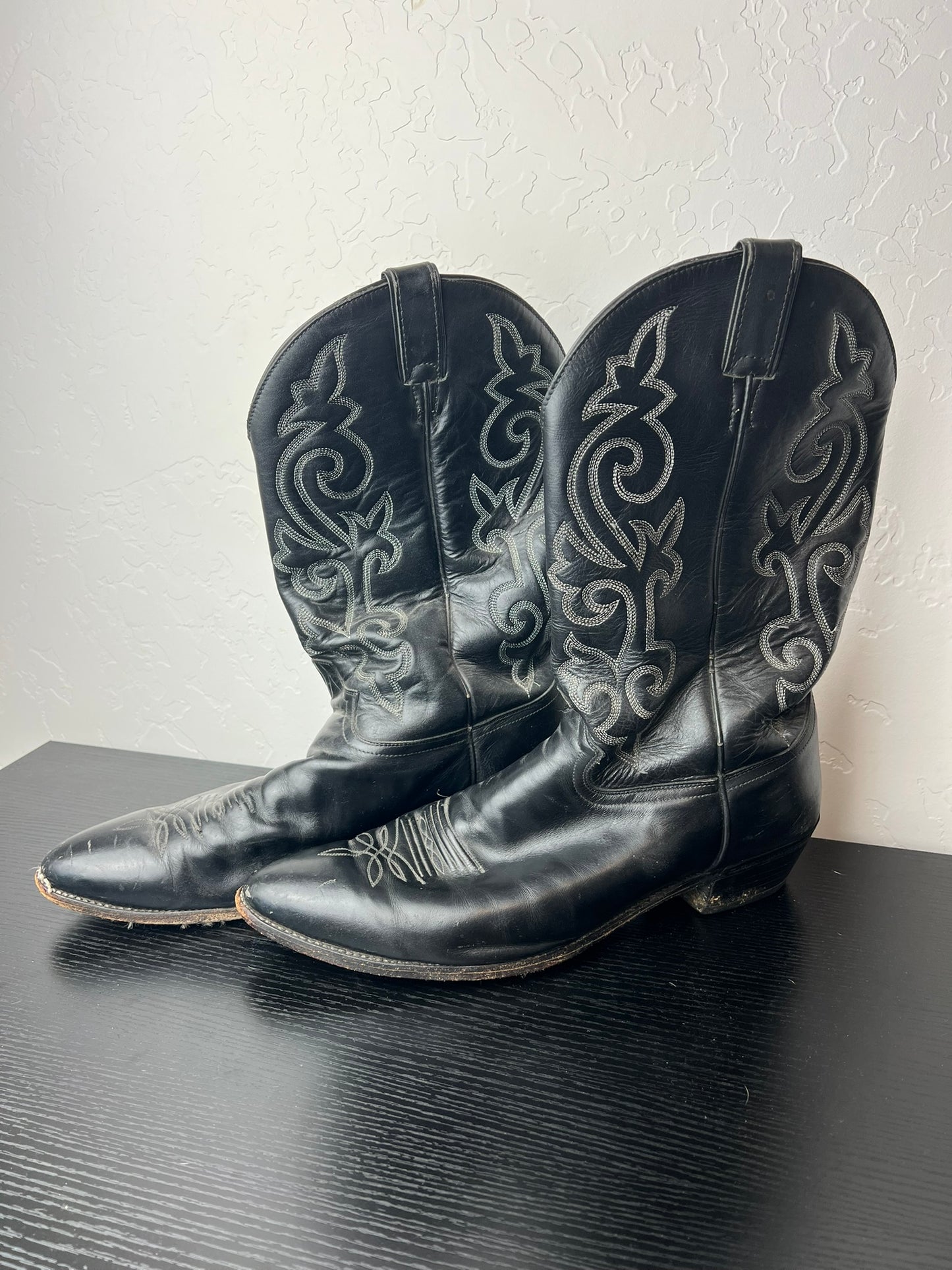 Justin Black Leather Cowboy Boots - 15 E