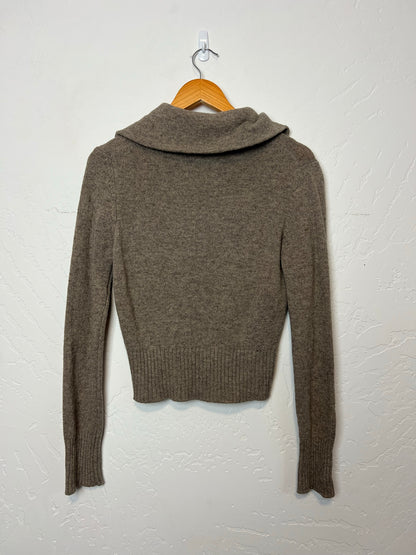 United Colors of Benetton Taupe Wool Zip Cardigan - Size M