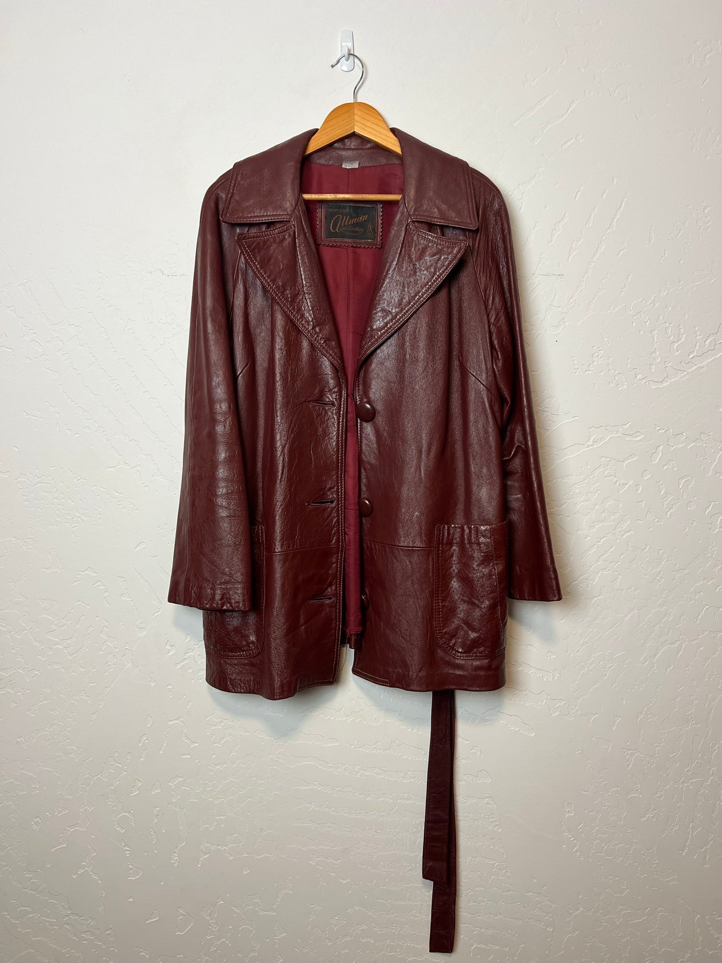 Altman of Dallas Oxblood Leather Belted Jacket - M