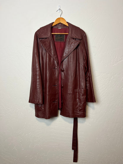 Altman of Dallas Oxblood Leather Belted Jacket - M