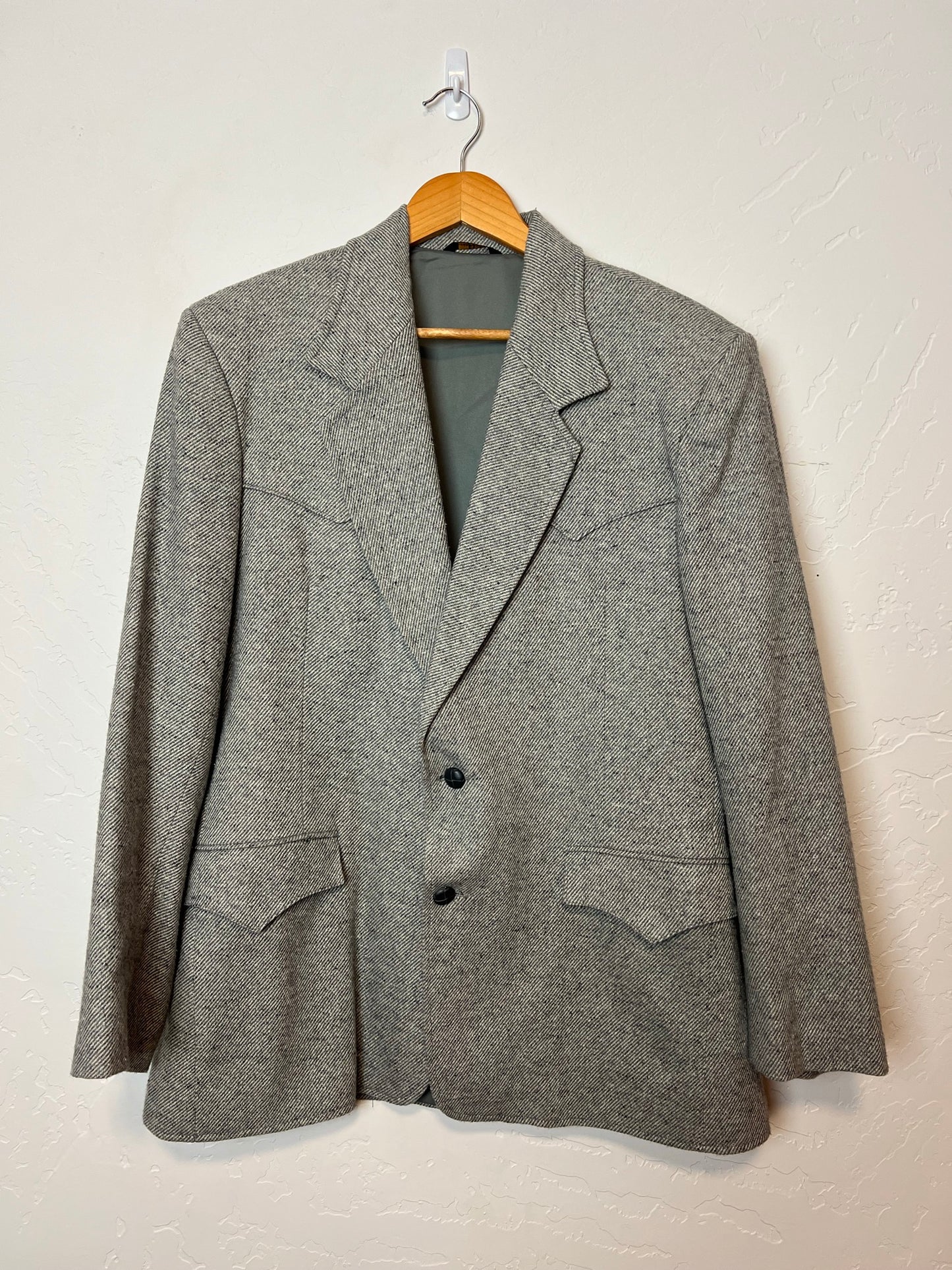 Pioneer Wear Grey Tweed Wool Western Blazer - Size 42