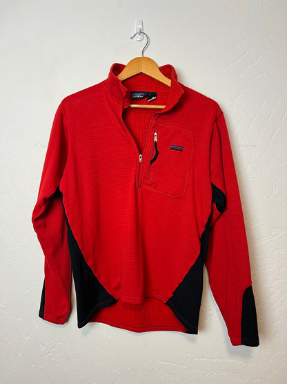 Patagonia R1 Red Fleece Pullover with Black Panels - Size M