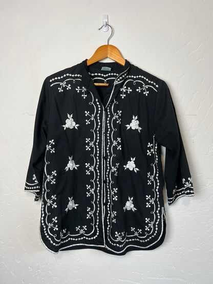 Caro of Honolulu Embroidered Filipino Barong Blouse - L