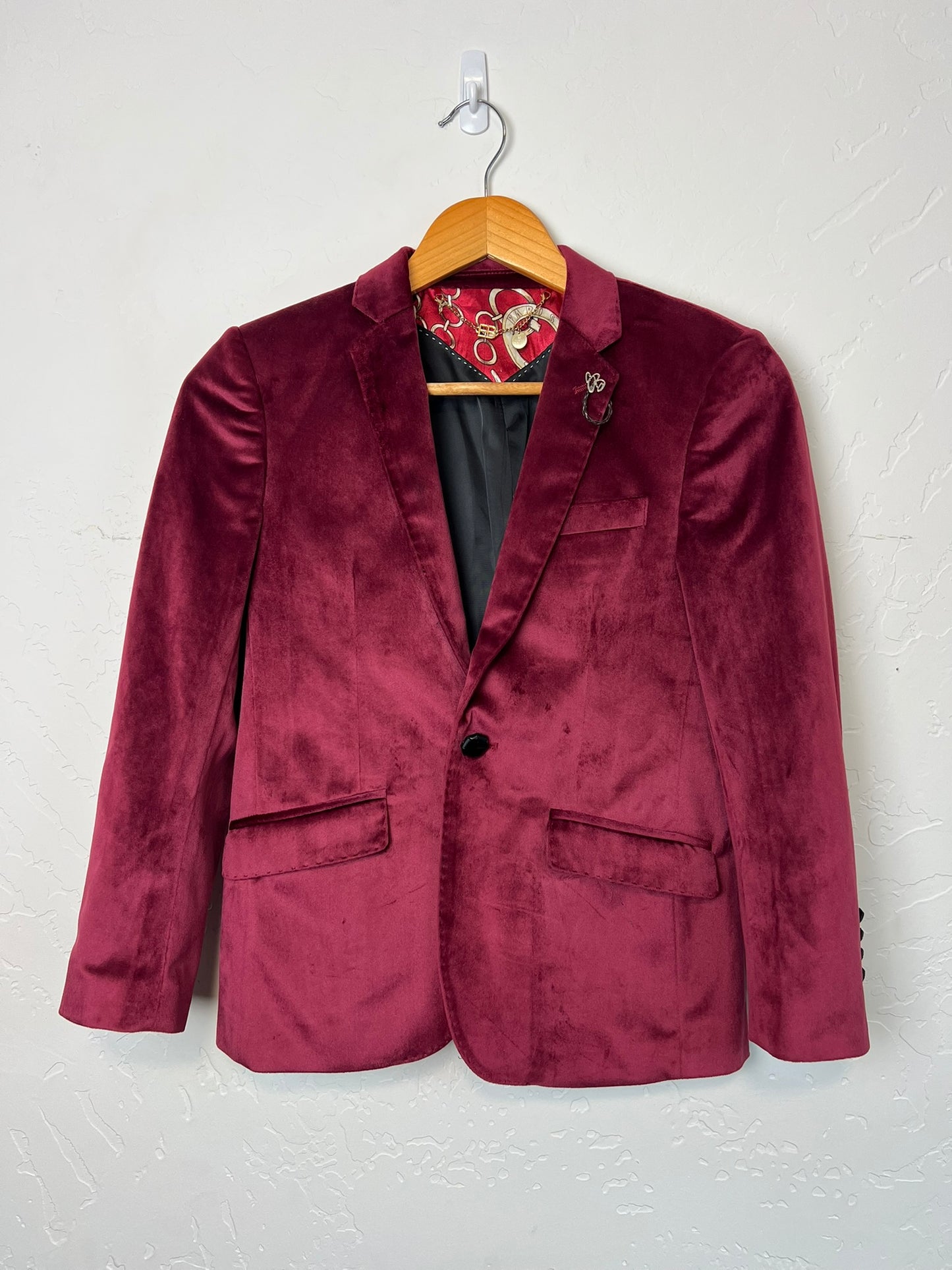 Elie Balleh Burgundy Velvet Blazer - Boys M (10-12)