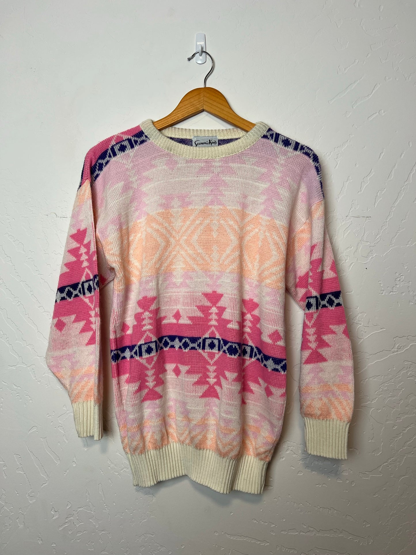 Scenario Knits Southwestern Aztec Sweater Pink - Size S