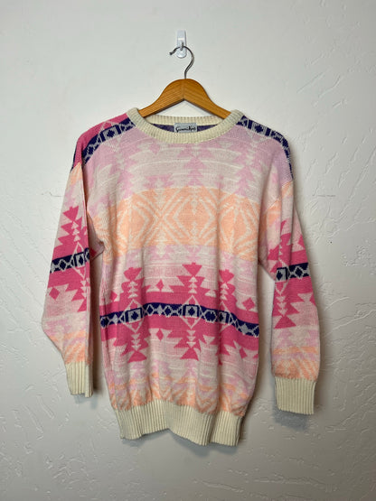Scenario Knits Southwestern Aztec Sweater Pink - Size S