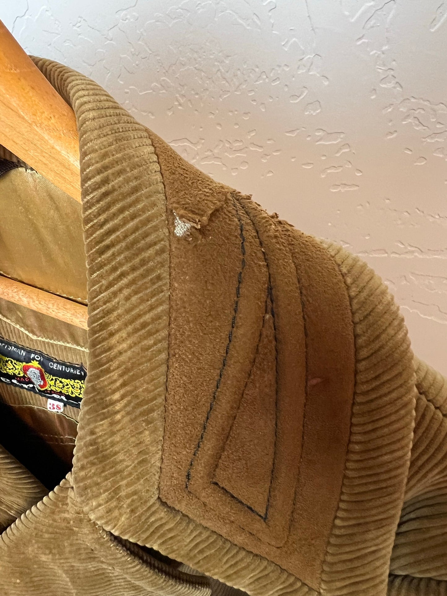 Cortefiel Spanish Corduroy Jacket with Leather Trim - Size 38