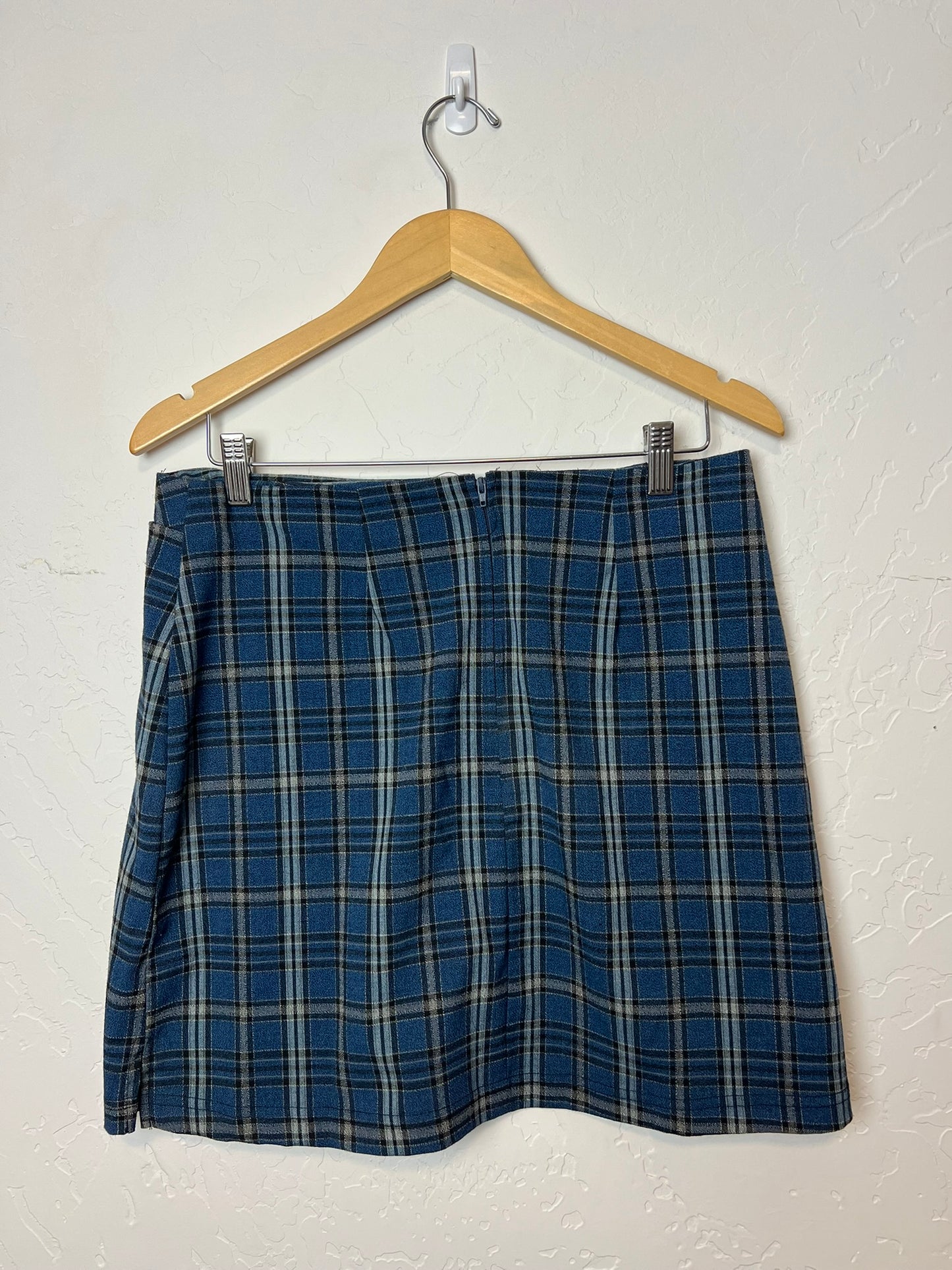 tangents Blue Plaid Mini Skirt - M