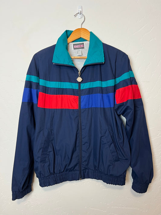 Members Only Navy Colorblock Racing Stripe Jacket - Size M