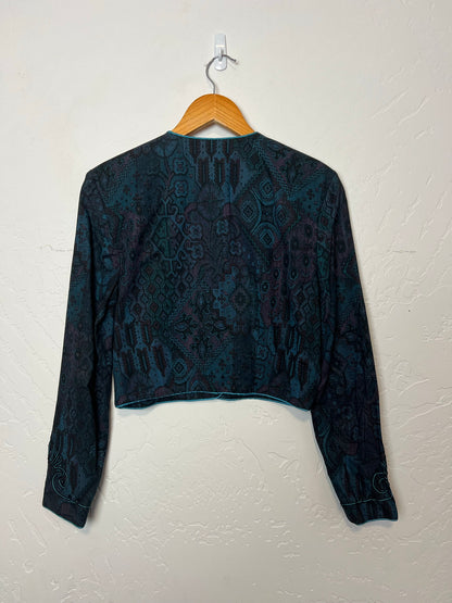 Leslie Lucks Teal Paisley Tapestry Crop Top - Size 8