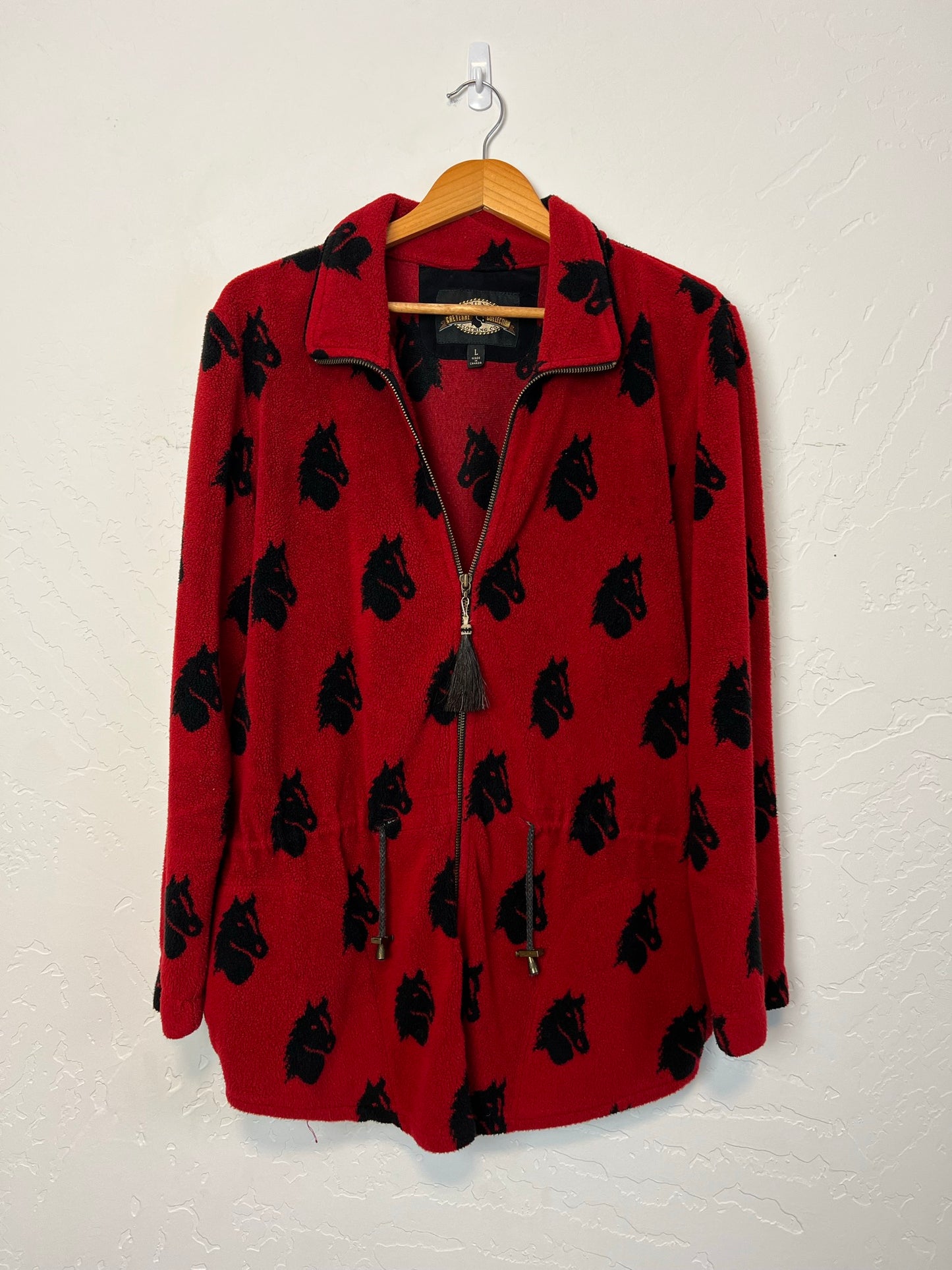 County Clothing Co. Red & Black Duck Print Fleece Jacket - Size L