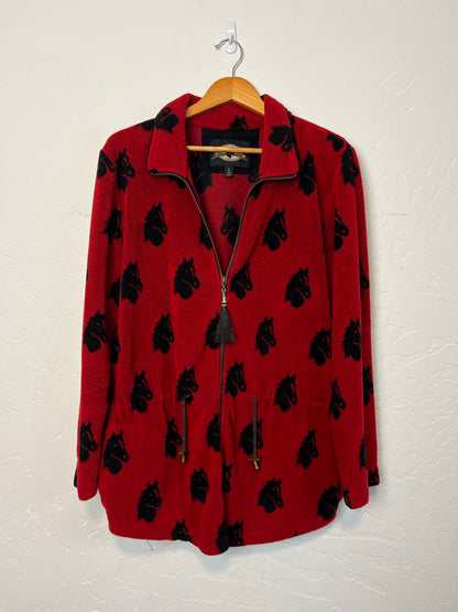 County Clothing Co. Red & Black Duck Print Fleece Jacket - Size L