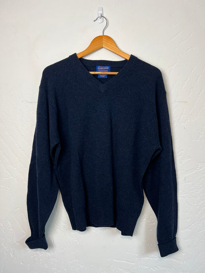 Pendleton Lambswool V-Neck Navy - M