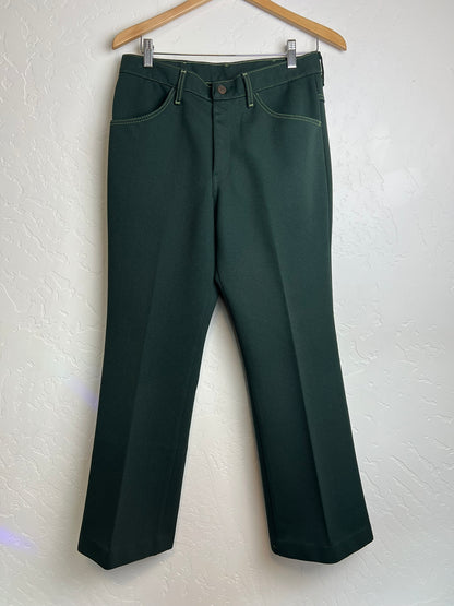 Farah Forest Green Flared Trousers - 32