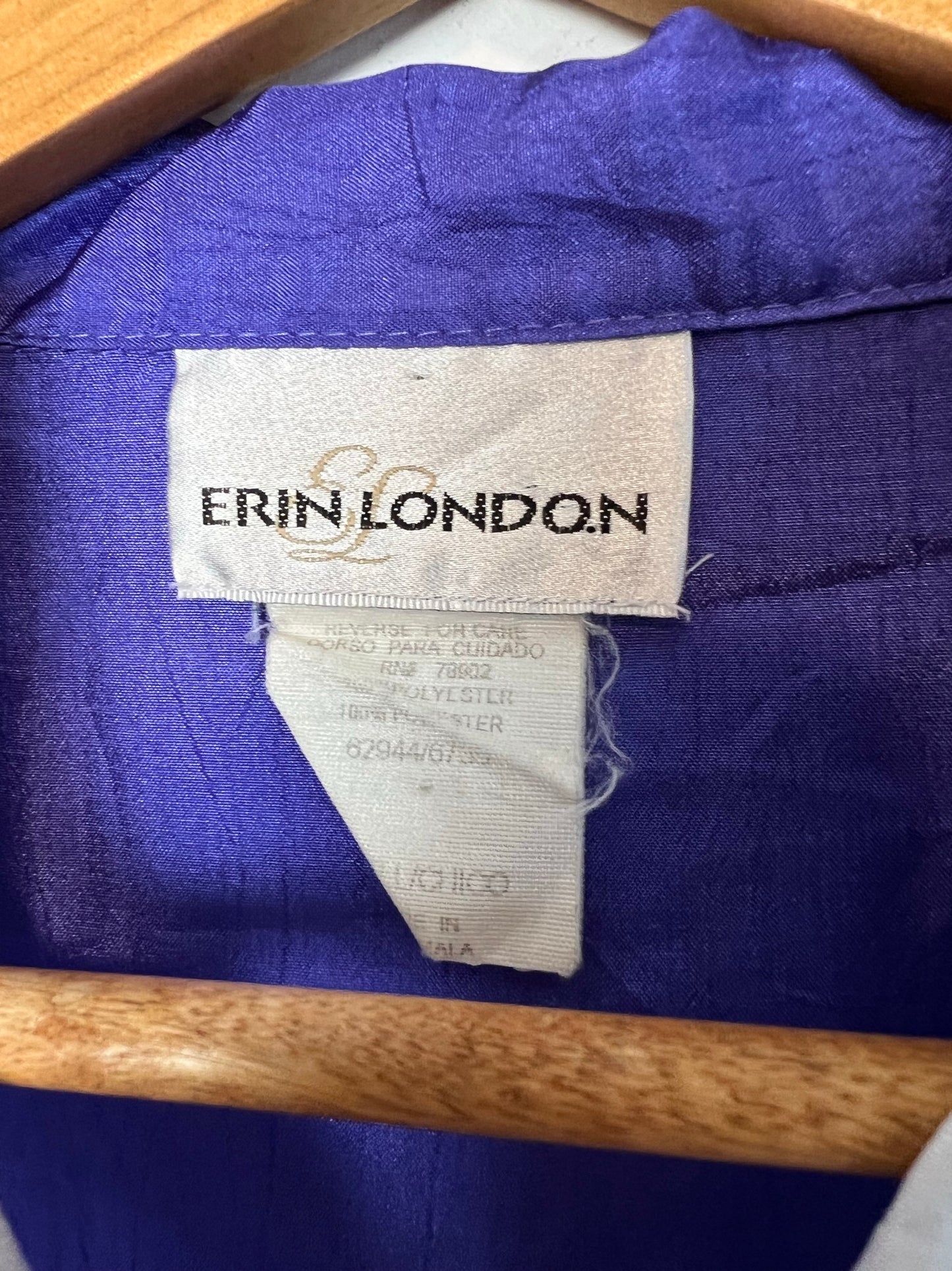 Erin London Purple & Silver Silk Colorblock Windbreaker - Size M