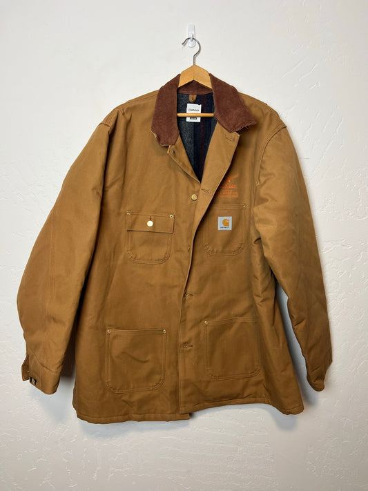Carhartt Brown Duck Canvas Blanket-Lined Work Jacket - Size 50 Tall