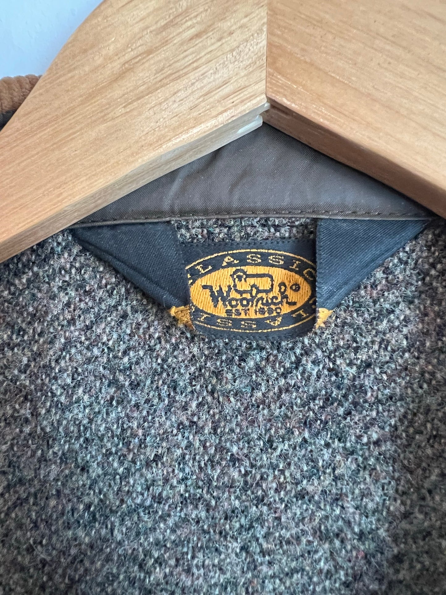 Woolrich Tweed Shirt Jacket with Corduroy Collar - L