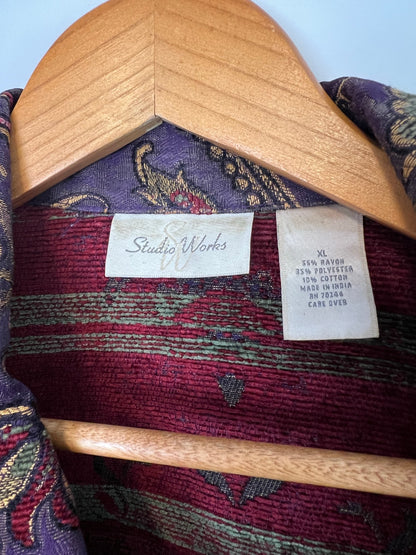 Studio Works Purple Paisley Tapestry Buttonup - Size XL