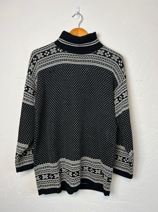 Delia McKain Fair Isle Turtleneck Black & White - S