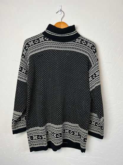 Delia McKain Fair Isle Turtleneck Black & White - S