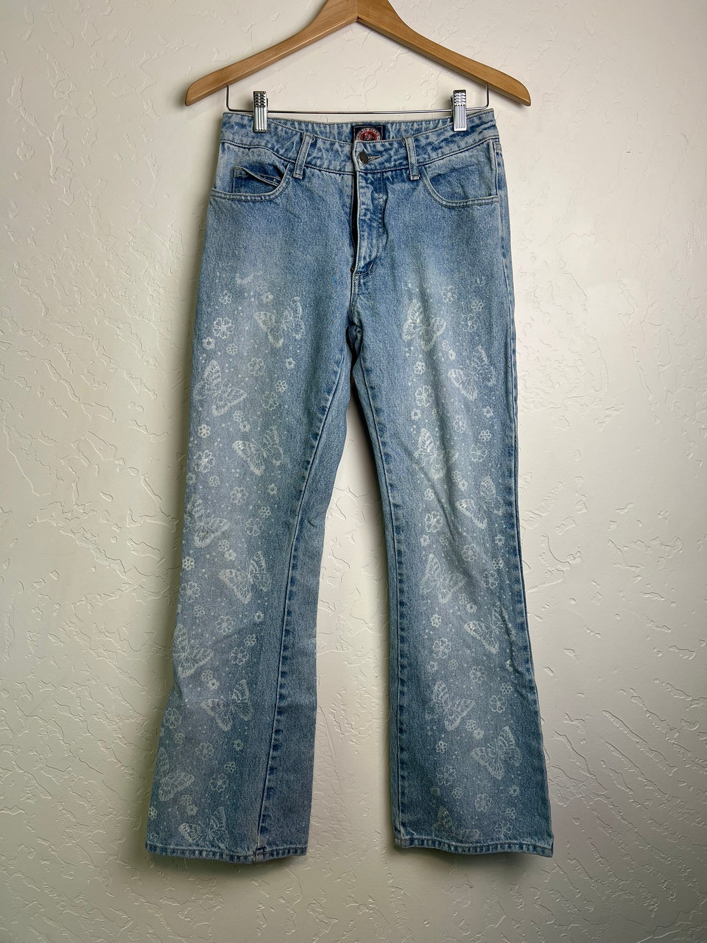 Y2K Butterfly Print Flared Jeans USA - S