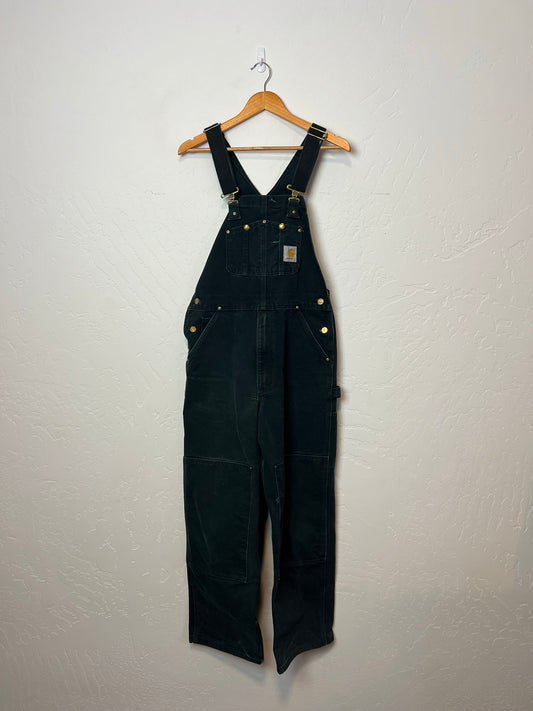 Carhartt Black Canvas Bib Overalls - Size 34 x 30