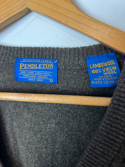 Pendleton Lambswool V-Neck Brown Heather - L