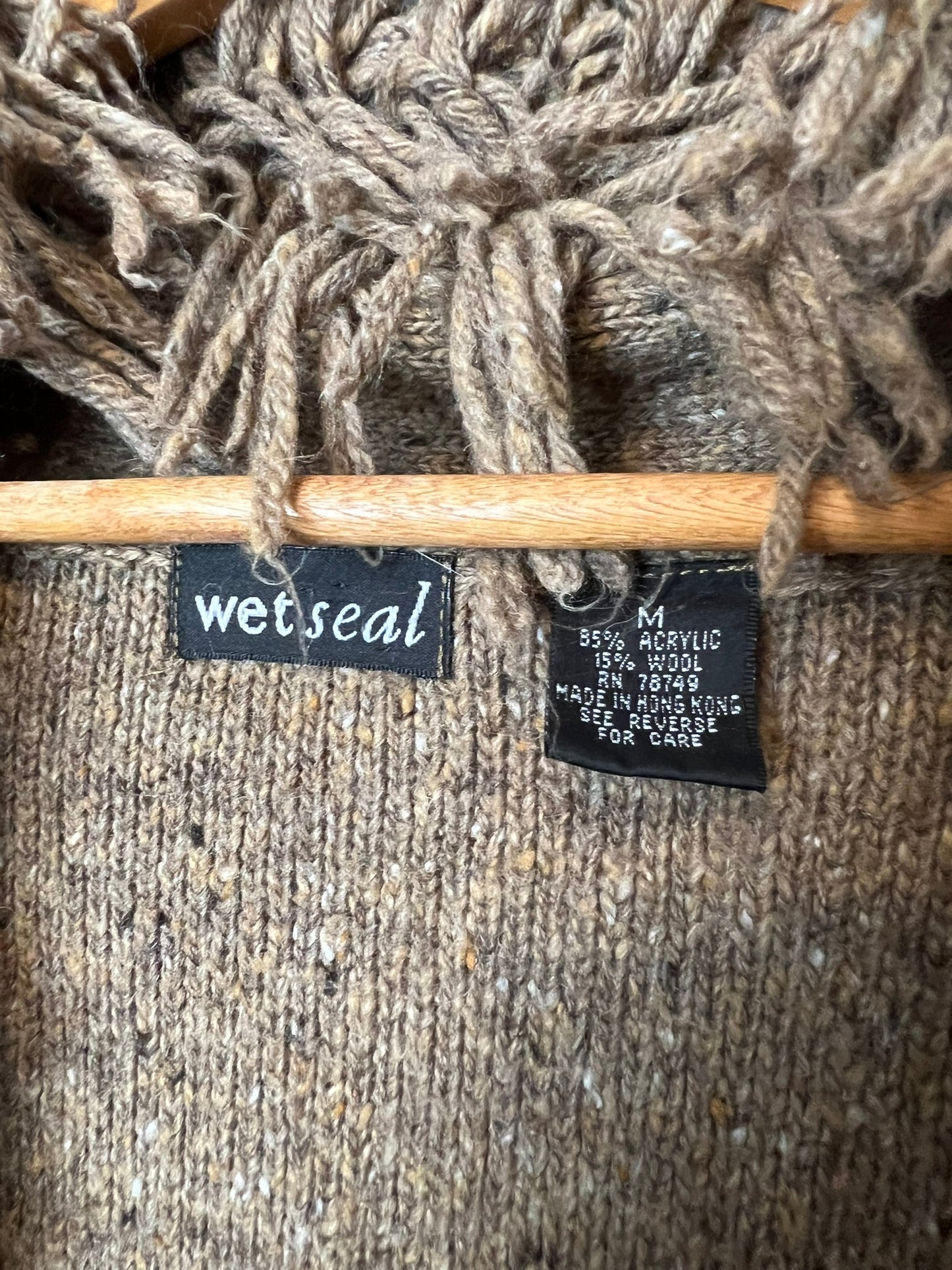 Wet Seal Fringe-Collar Duster Sweater Coat - M