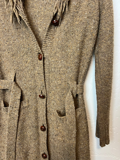 Wet Seal Fringe-Collar Duster Sweater Coat - M