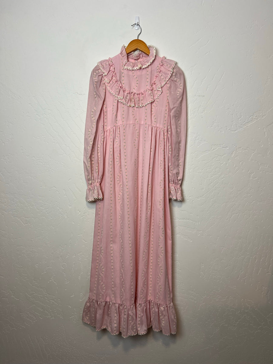 Vintage Pink Prairie Floral Dress - One Size