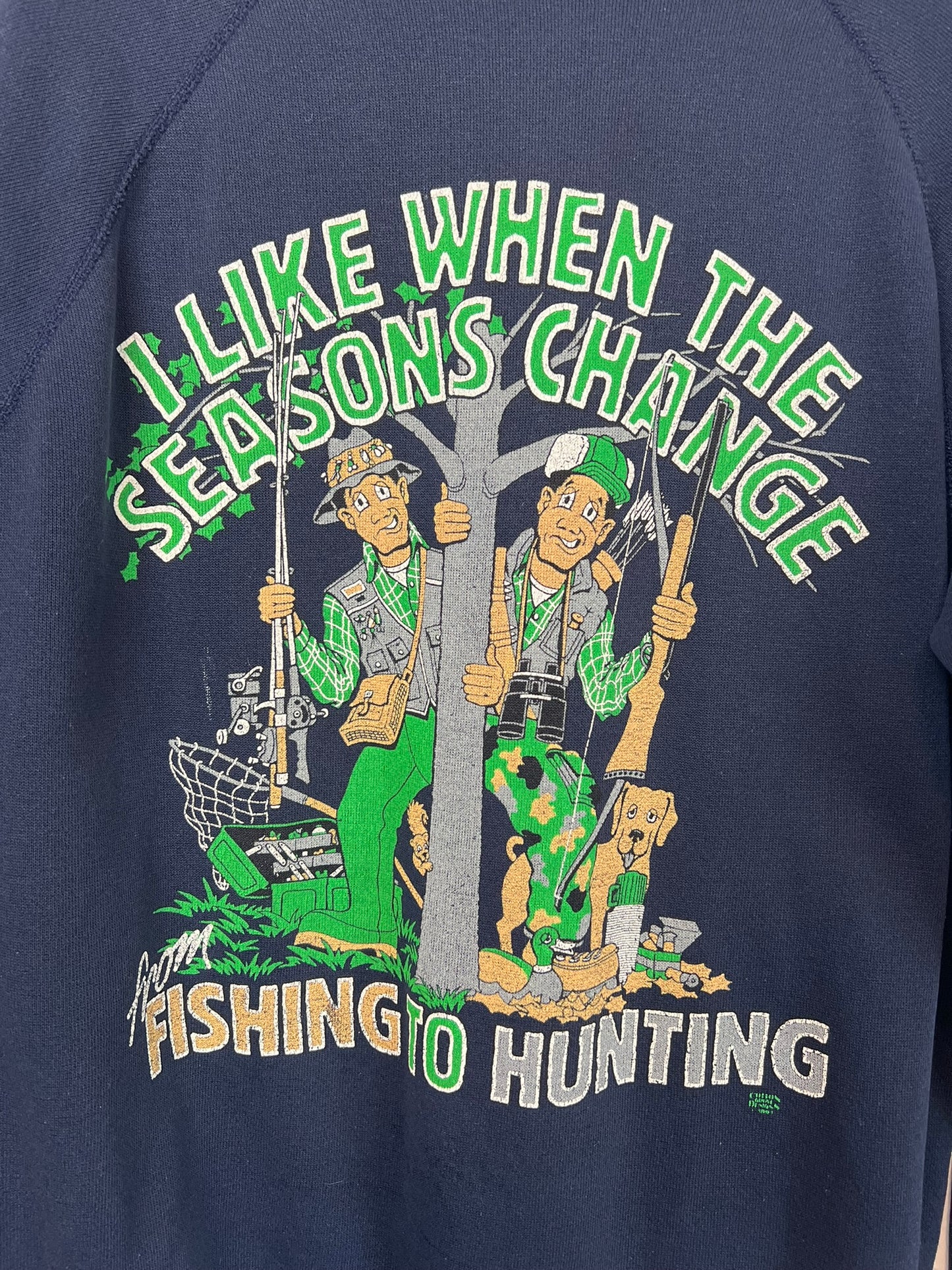 Tultex 'Fishing to Hunting' Graphic Crewneck - XL