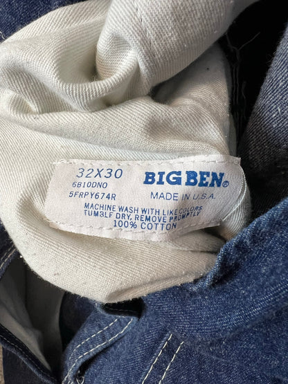 Big Ben Wrangler Dark Denim Bib Overalls - Size 32x30