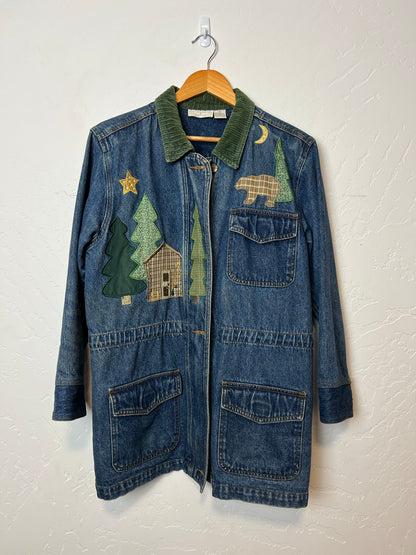 Christopher & Banks Mountain Cabin Applique Denim Jacket - Size S