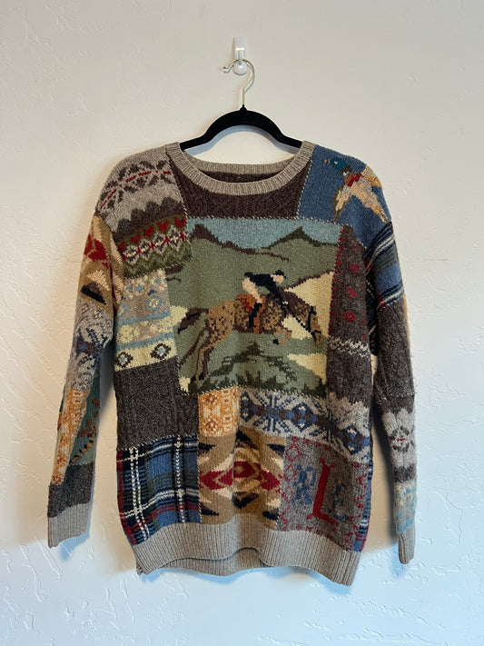 Polo Ralph Lauren Polo Country Patchwork Knit Sweater - Size S