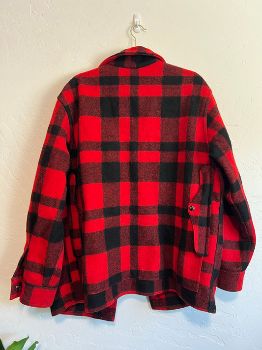 C.C. Filson Red Buffalo Plaid 100% Virgin Wool Jacket - Size 44