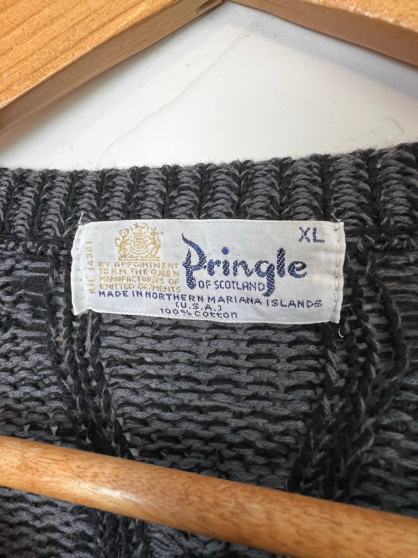 Pringle of Scotland Charcoal Cable Knit Sweater - Size XL