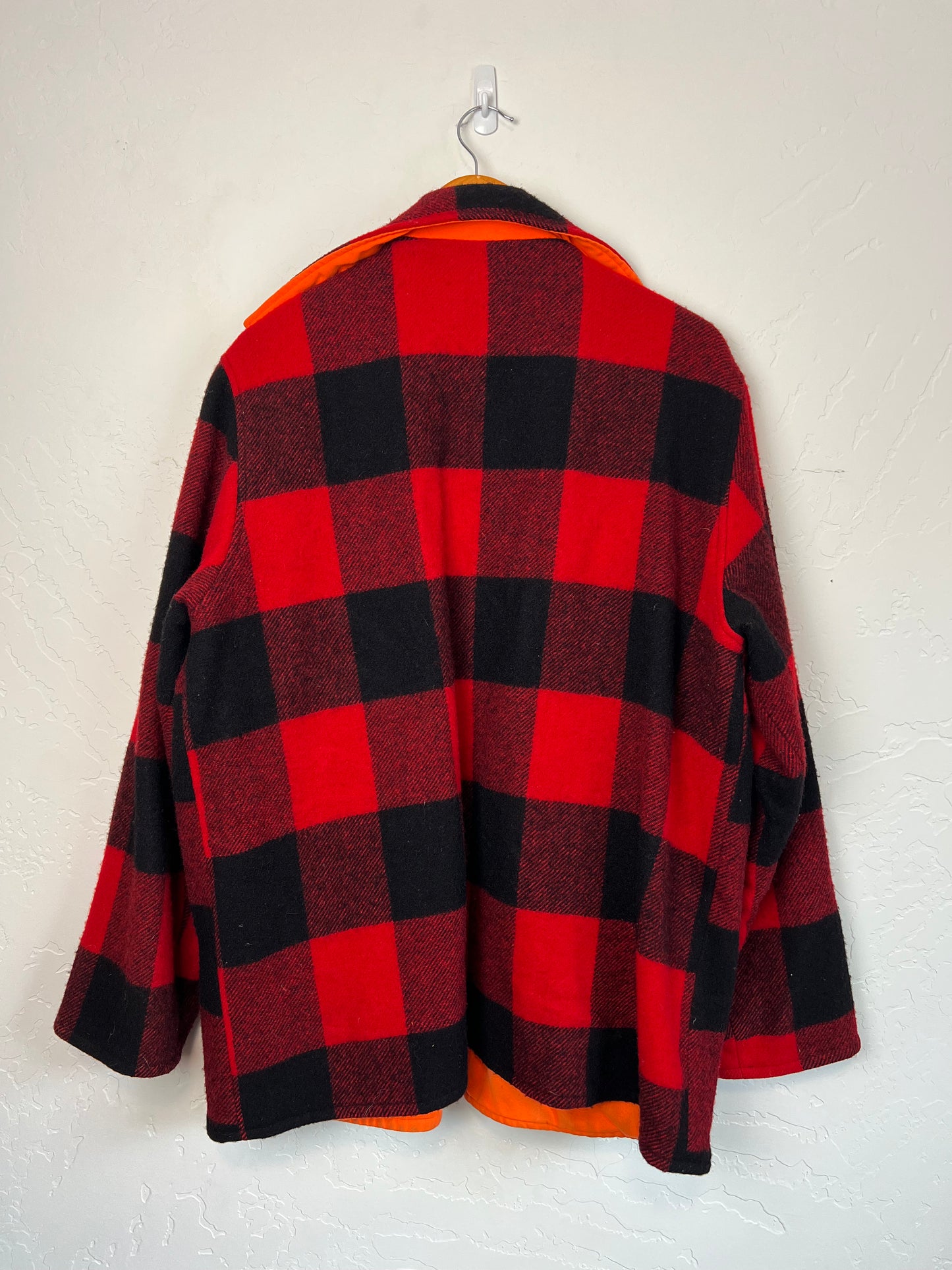 Woolrich Buffalo Plaid Wool Jacket with Blaze Orange Lining - Size XL