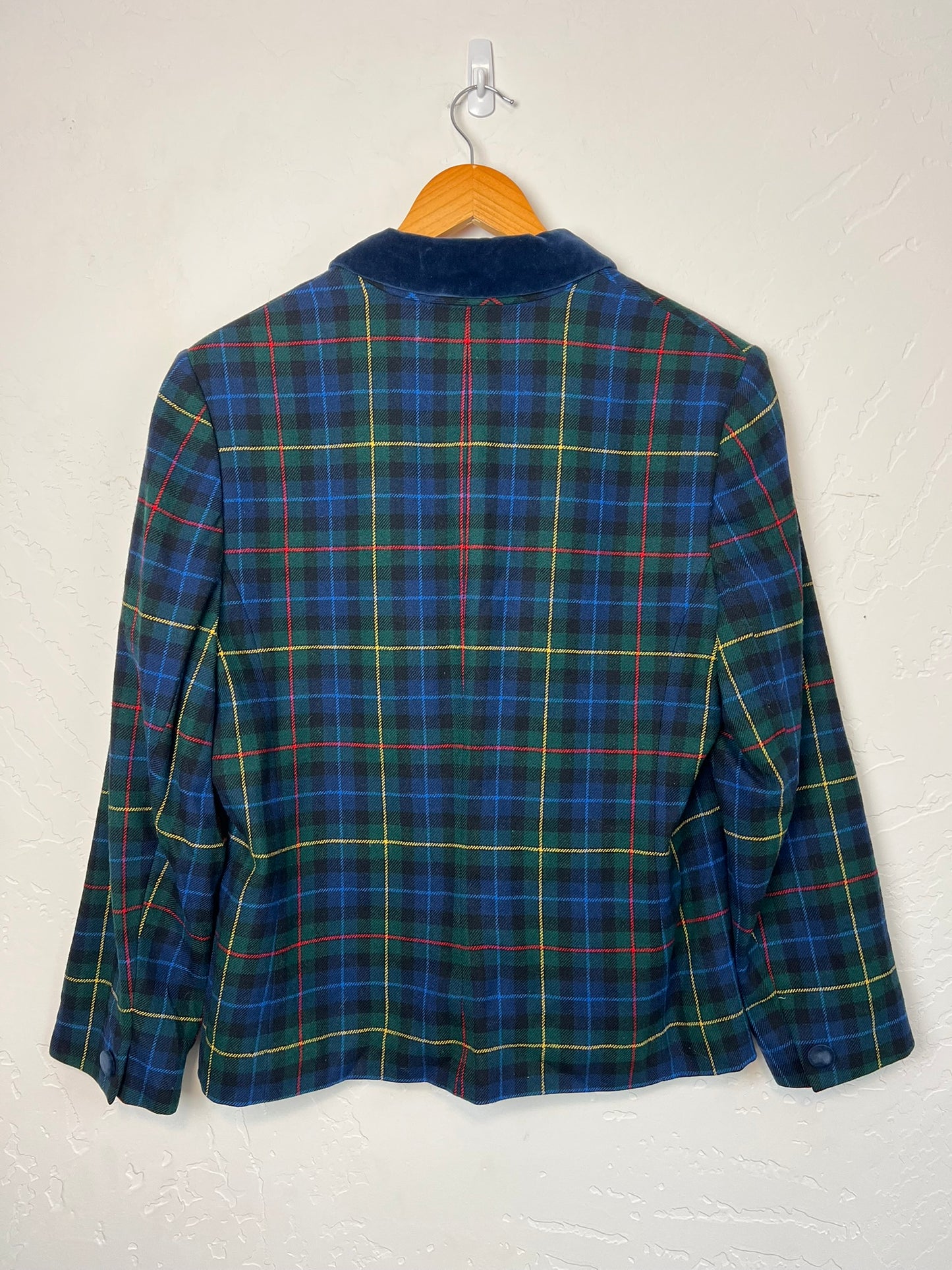 Pendleton Tartan Blazer Velvet Collar Wool - Women's 14