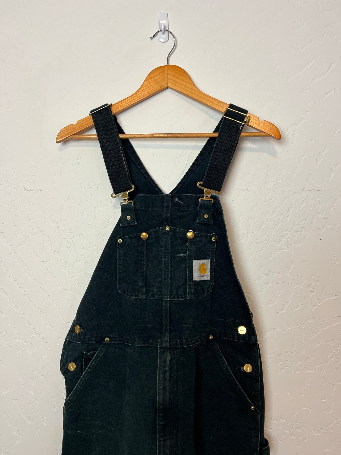 Carhartt Black Canvas Bib Overalls - Size 34 x 30