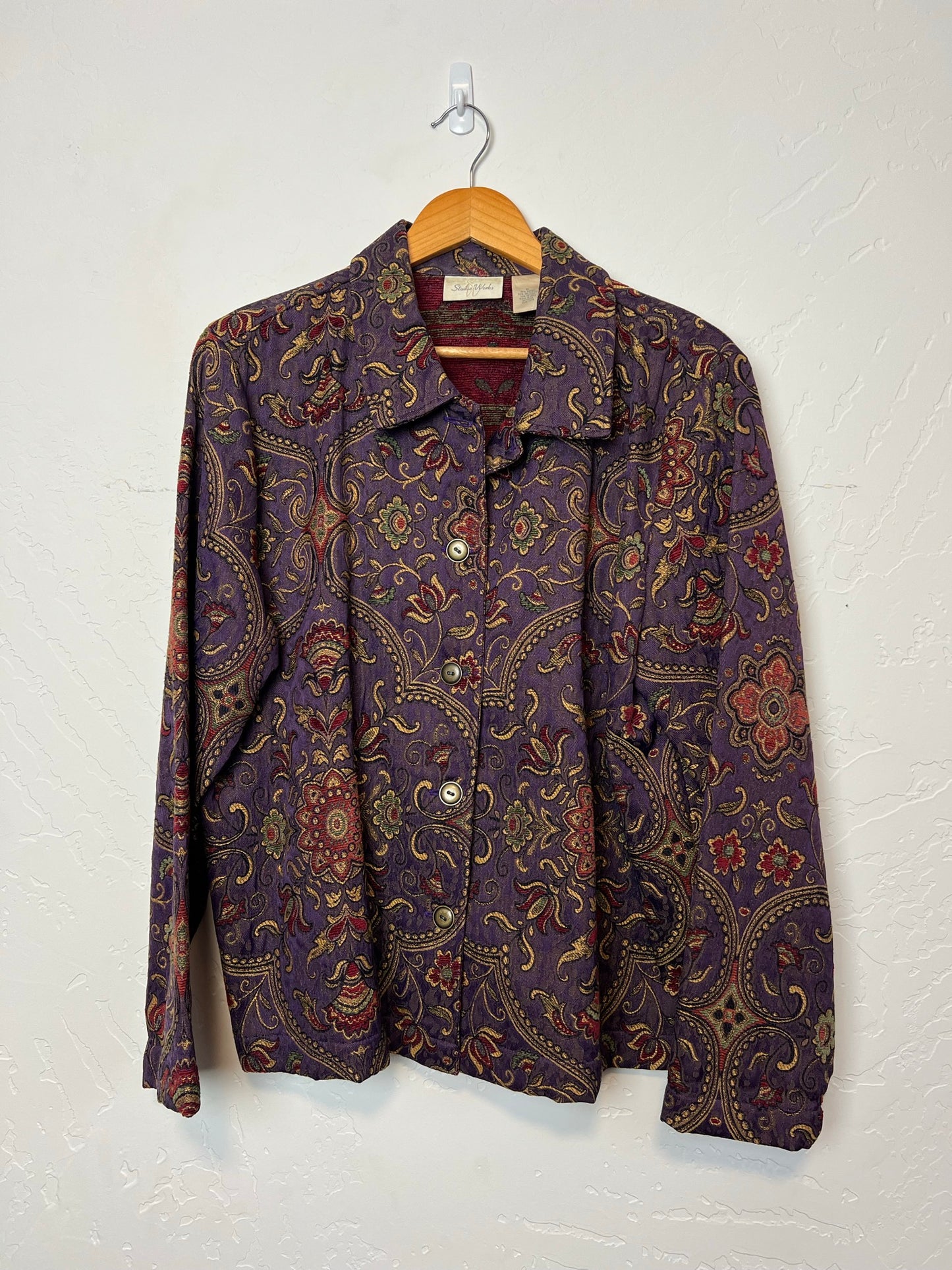 Studio Works Purple Paisley Tapestry Buttonup - Size XL