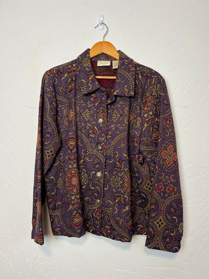 Studio Works Purple Paisley Tapestry Buttonup - Size XL